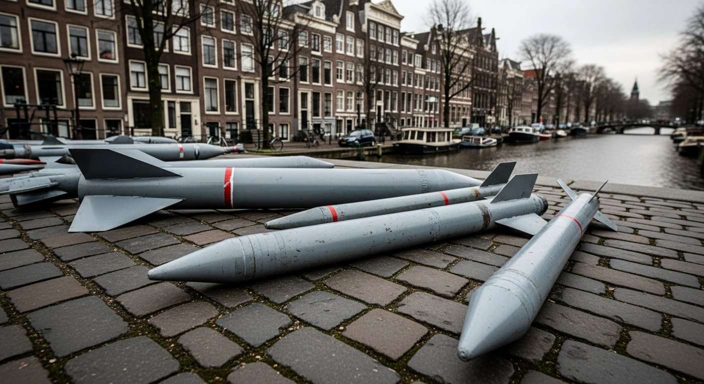Amsterdam Protesters Wave Fake Missiles for Iranian Terror