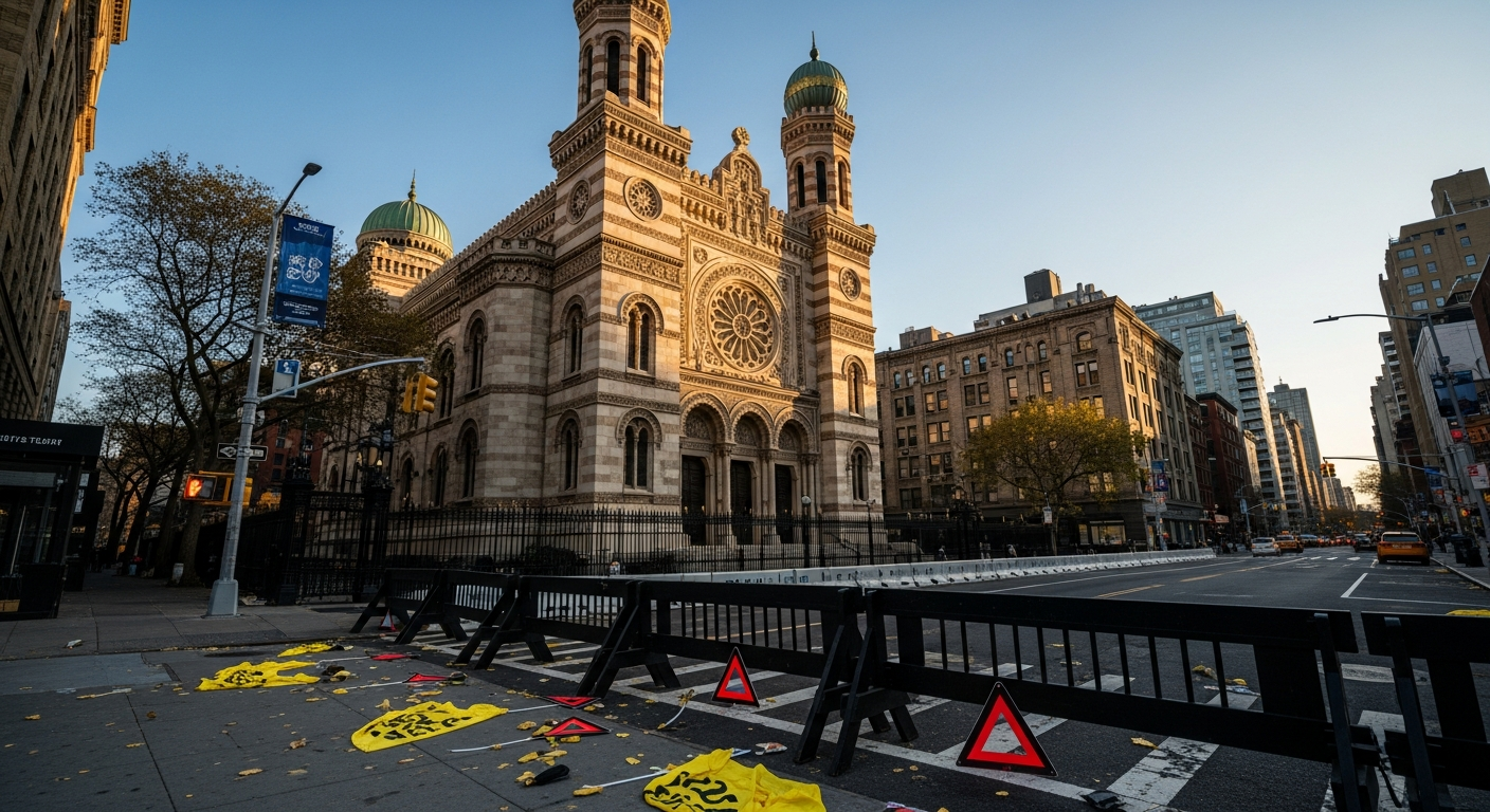 Extremist Mob Targets Historic Manhattan Synagogue With Terror Symbols