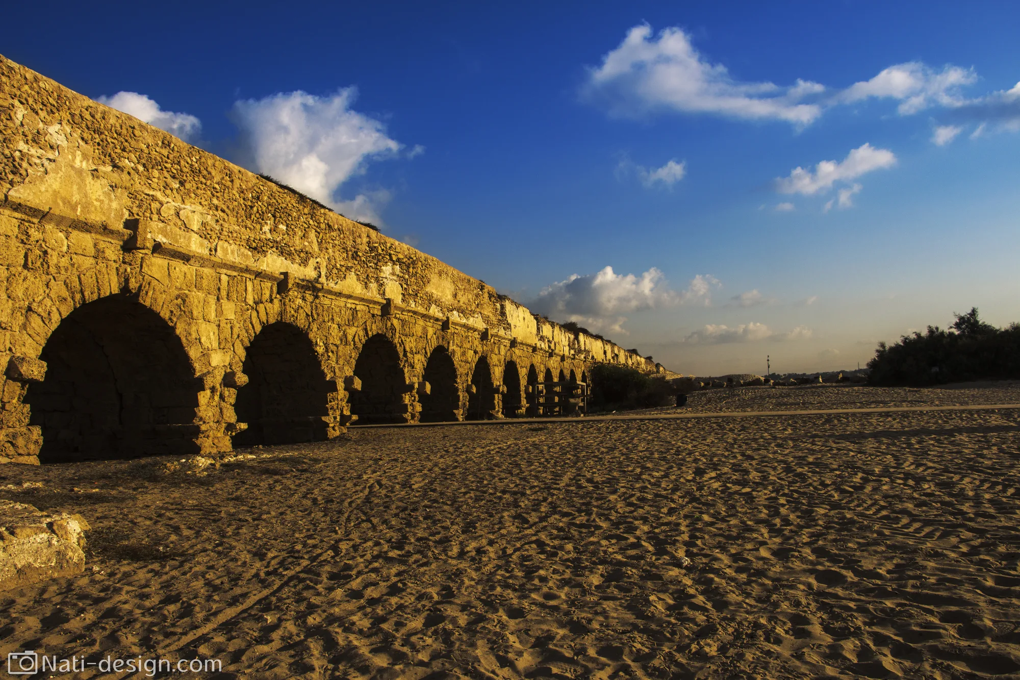 The Roman aqueduct on the beach at Caesarea