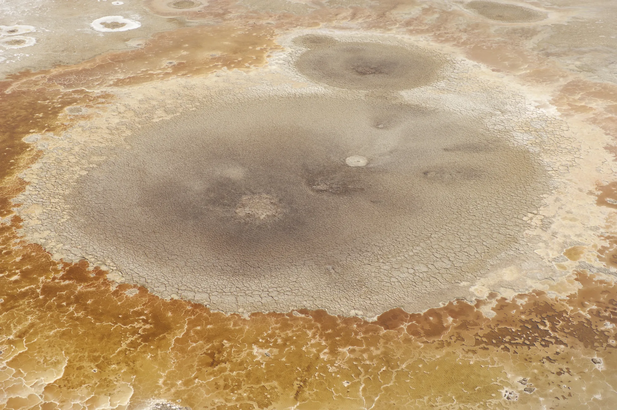 Aerial view of salt formations in the Dead Sea