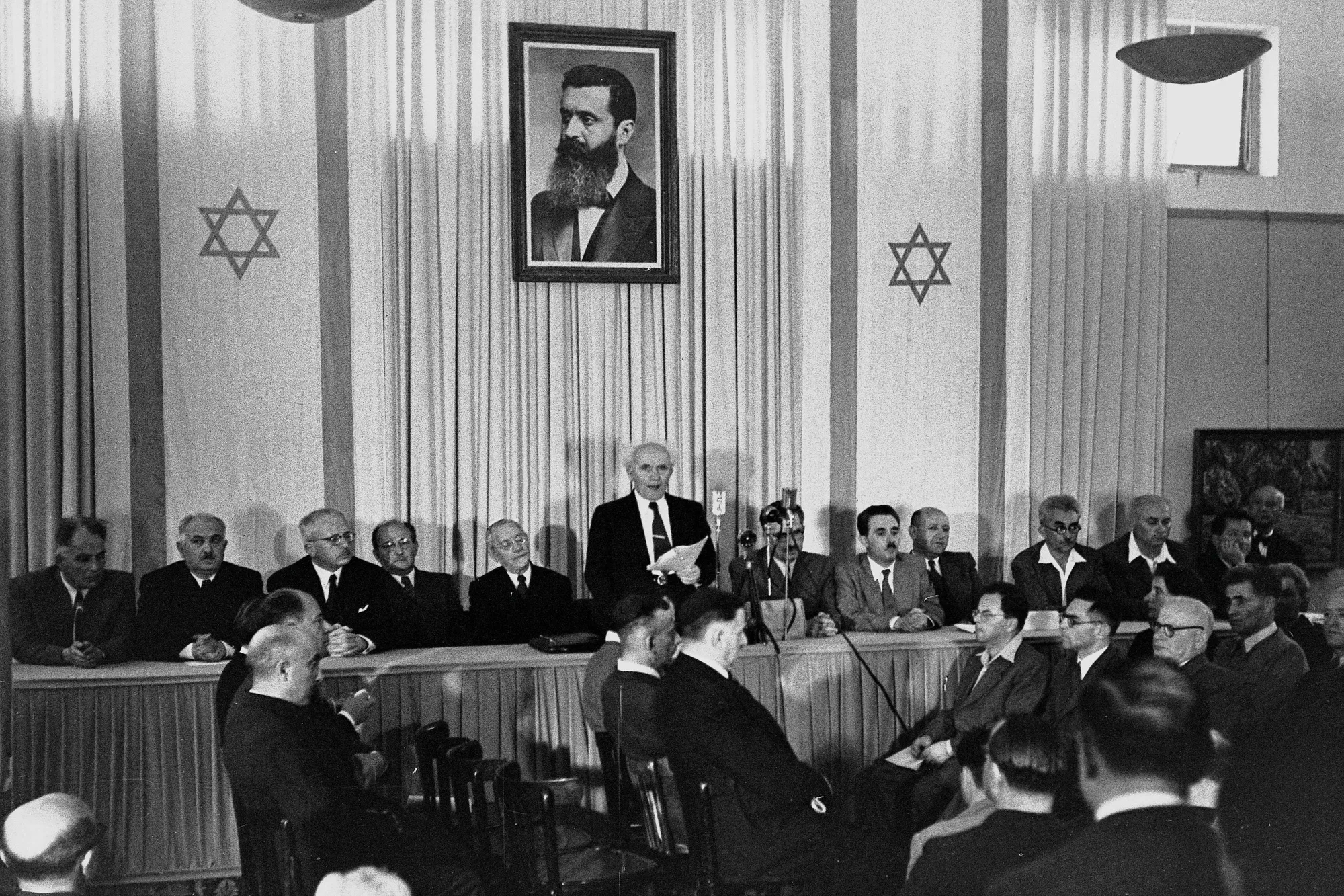 David Ben-Gurion declares the State of Israel, Tel Aviv, 14 May 1948