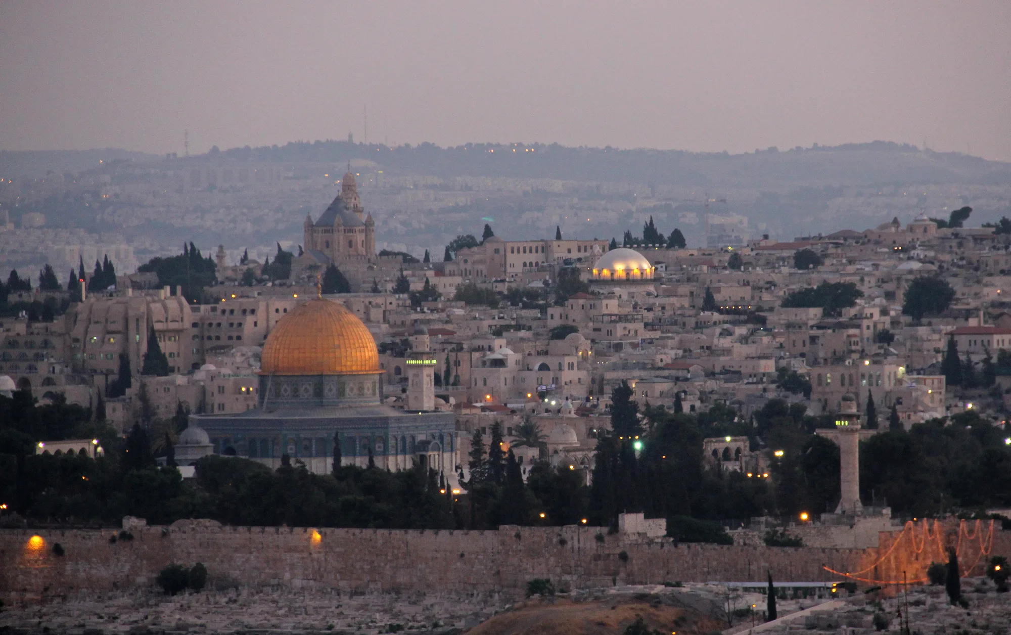 The Old City of Jerusalem at dusk