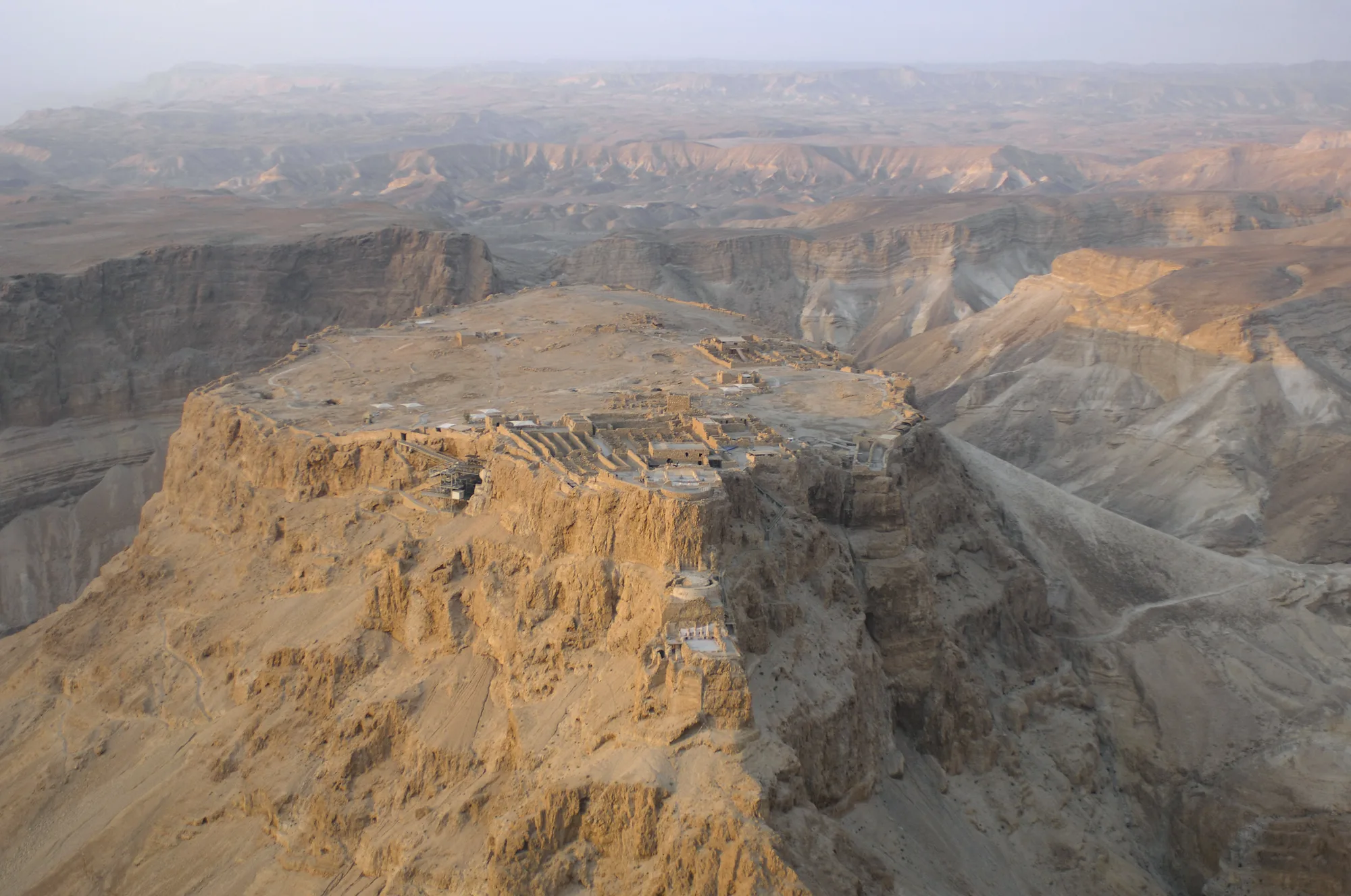 Aerial view of the Masada fortress above the Judean Desert